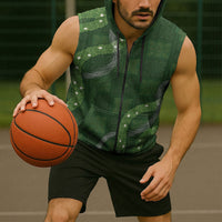 Hawaiian Quilt Sleeveless Zip Hoodie Pele Hair Hinahina Lei Green Version