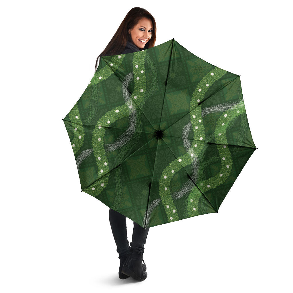 Hawaiian Quilt Umbrella Pele Hair Hinahina Lei Green Version LT05 - Polynesian Pride