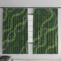 Hawaiian Quilt Window Curtain Pele Hair Hinahina Lei Green Version LT05 With Hooks Green - Polynesian Pride