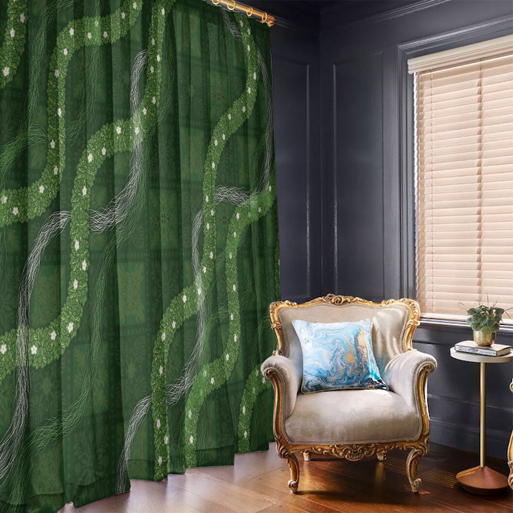 Hawaiian Quilt Window Curtain Pele Hair Hinahina Lei Green Version LT05 - Polynesian Pride