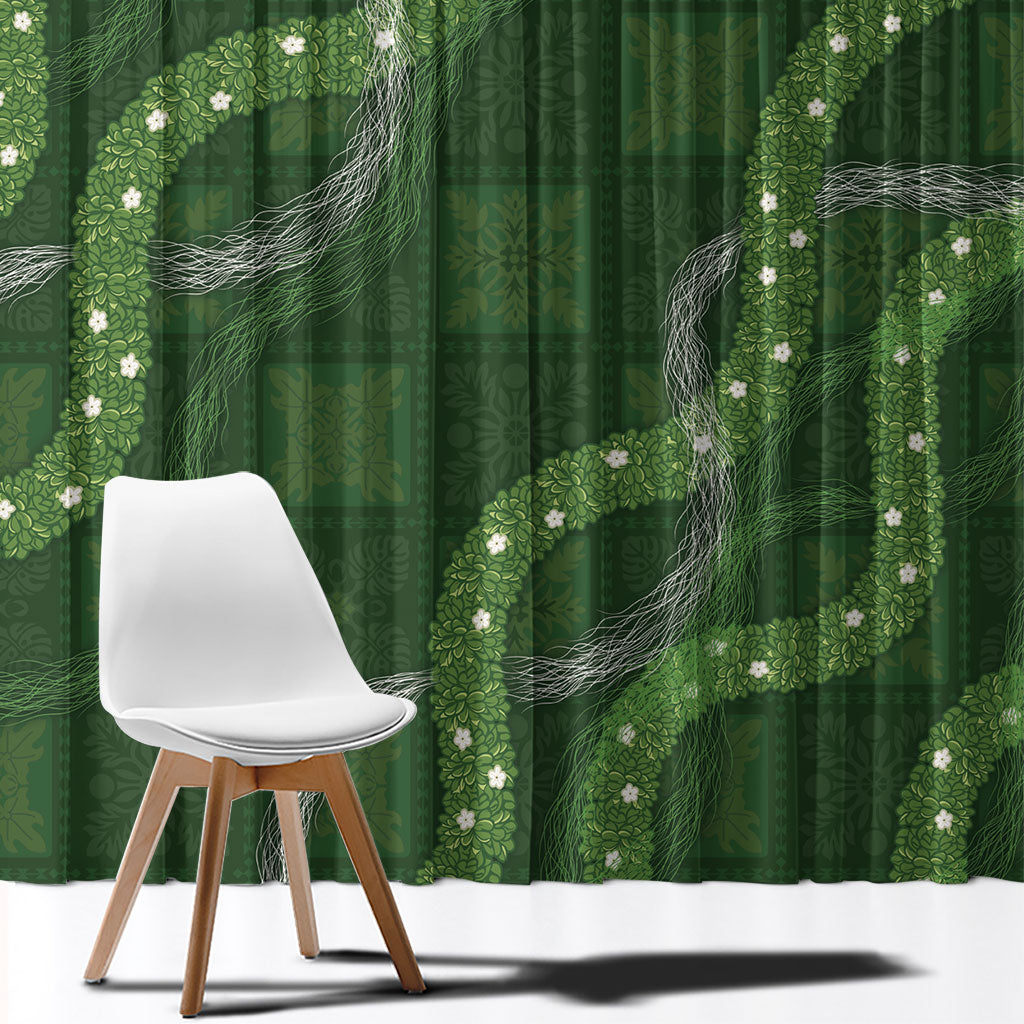 Hawaiian Quilt Window Curtain Pele Hair Hinahina Lei Green Version LT05 - Polynesian Pride