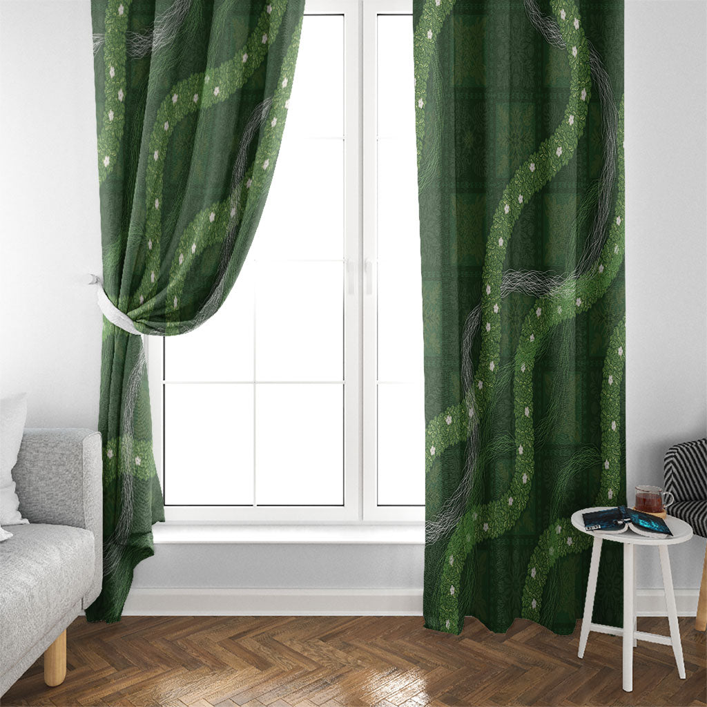 Hawaiian Quilt Window Curtain Pele Hair Hinahina Lei Green Version LT05 - Polynesian Pride
