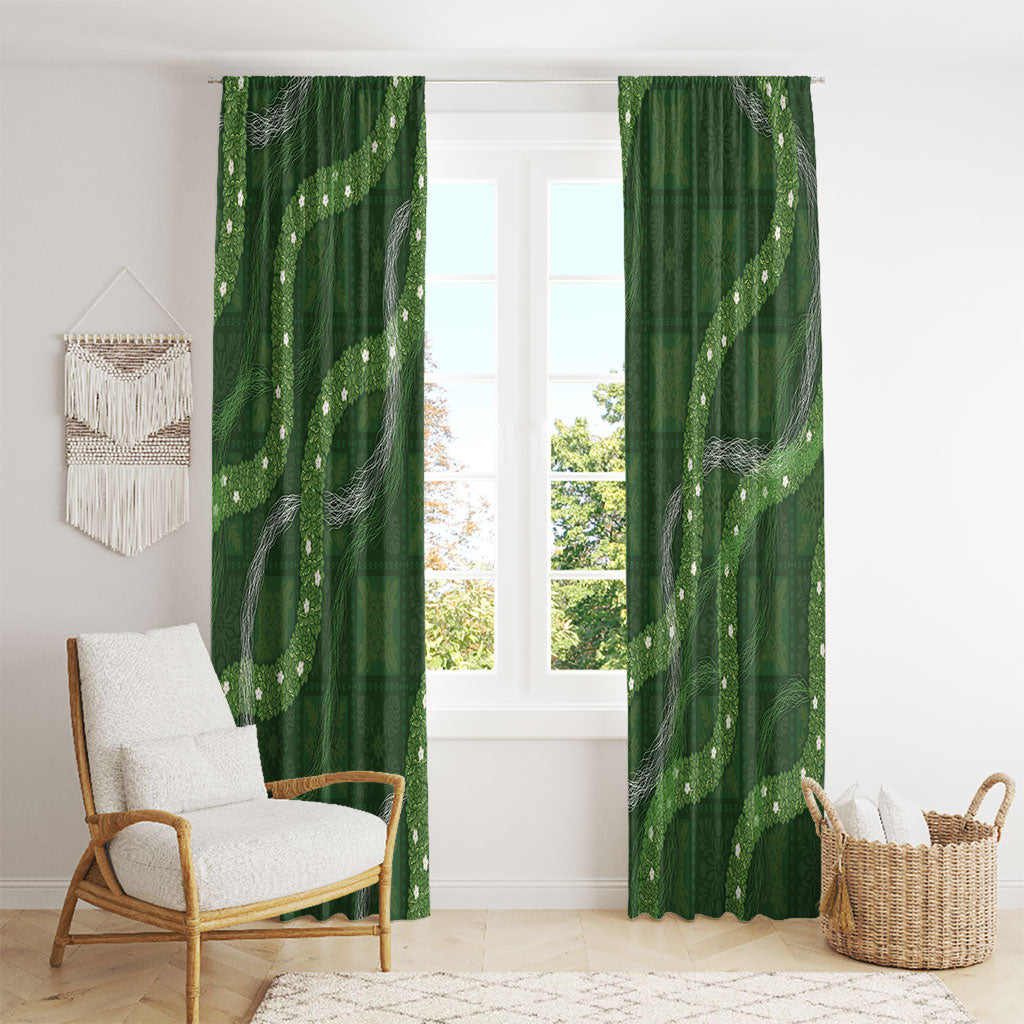 Hawaiian Quilt Window Curtain Pele Hair Hinahina Lei Green Version LT05 - Polynesian Pride