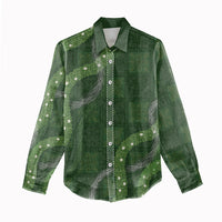 Hawaiian Quilt Women Casual Shirt Pele Hair Hinahina Lei Green Version