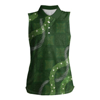 Hawaiian Quilt Women Sleeveless Polo Shirt Pele Hair Hinahina Lei Green Version
