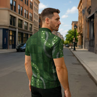 Hawaiian Quilt Zipper Polo Shirt Pele Hair Hinahina Lei Green Version LT05 - Polynesian Pride