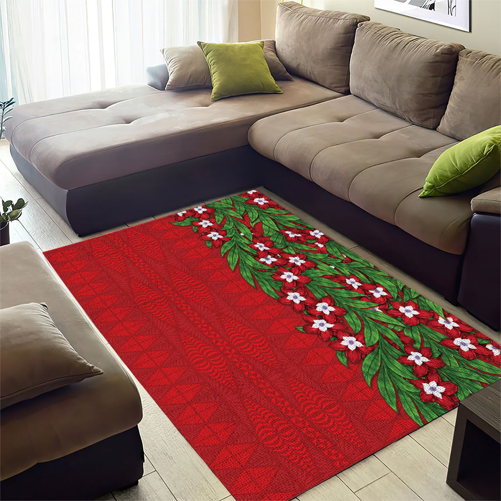 Tonga Language Week Area Rug Heilala Floral Red