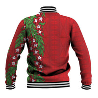 Tonga Language Week Baseball Jacket Heilala Floral Red LT05 - Polynesian Pride