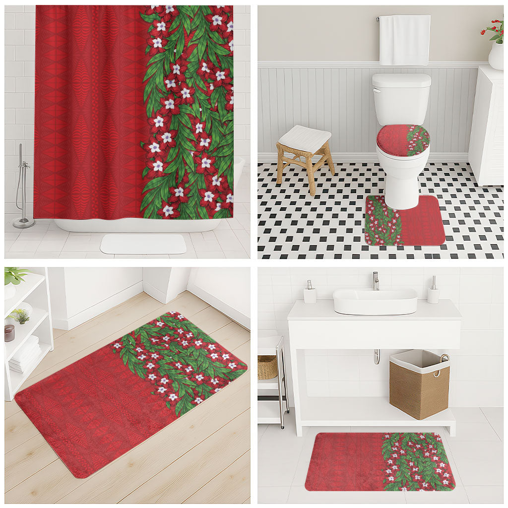Tonga Language Week Bathroom Set Heilala Floral Red