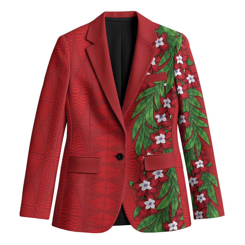 Tonga Language Week Blazer Heilala Floral Red LT05 Unisex Red - Polynesian Pride