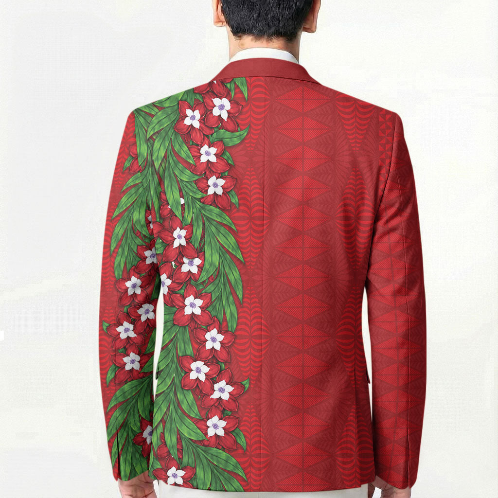 Tonga Language Week Blazer Heilala Floral Red LT05 - Polynesian Pride