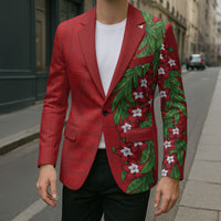 Tonga Language Week Blazer Heilala Floral Red LT05 - Polynesian Pride