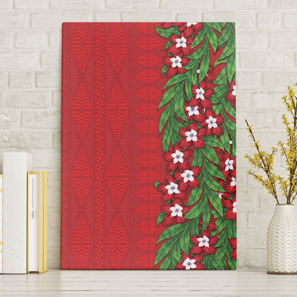 Tonga Language Week Canvas Wall Art Heilala Floral Red LT05 Without Frame Red - Polynesian Pride