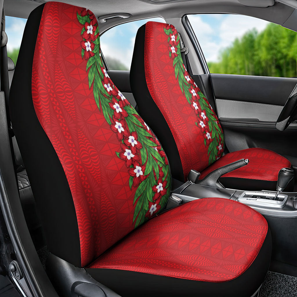 Tonga Language Week Car Seat Cover Heilala Floral Red LT05 - Polynesian Pride