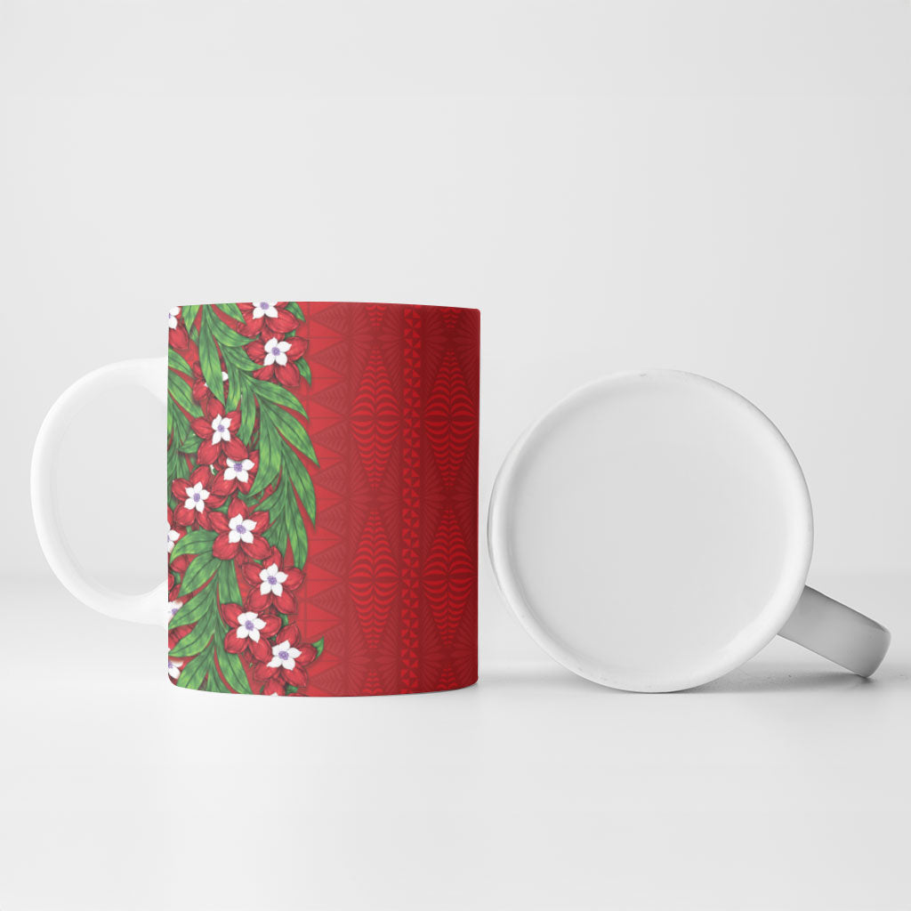 Tonga Language Week Ceramic Mug Heilala Floral Red LT05 - Polynesian Pride