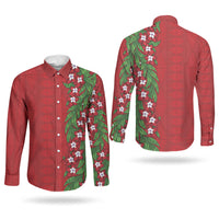 Tonga Language Week Couples Matching Short Sleeve Bodycon Dress and Long Sleeve Button Shirt Heilala Floral Red