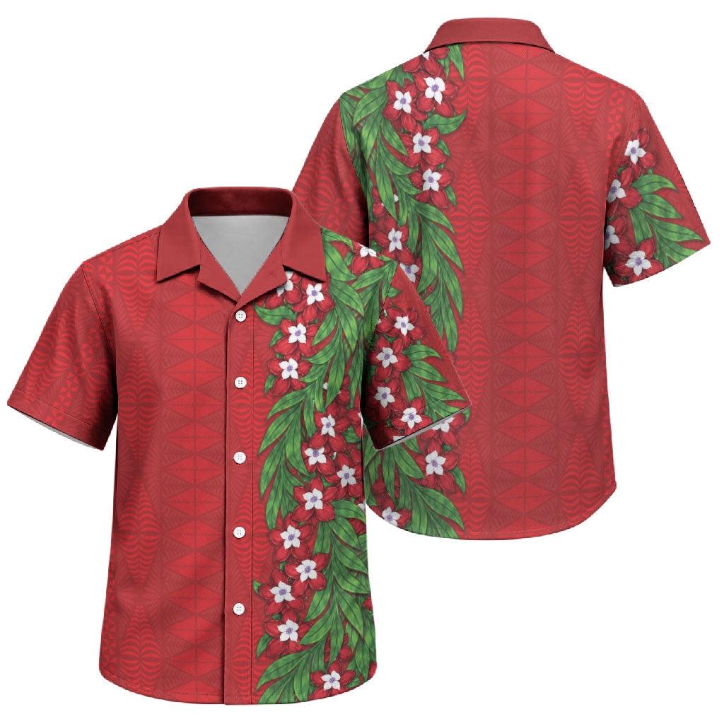 Tonga Language Week Family Matching Summer Maxi Dress and Hawaiian Shirt Heilala Floral Red