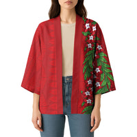 Tonga Language Week Kimono Heilala Floral Red LT05 - Polynesian Pride
