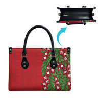 Tonga Language Week Leather Bag Heilala Floral Red LT05 - Polynesian Pride