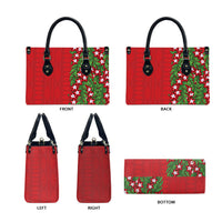 Tonga Language Week Leather Bag Heilala Floral Red LT05 - Polynesian Pride