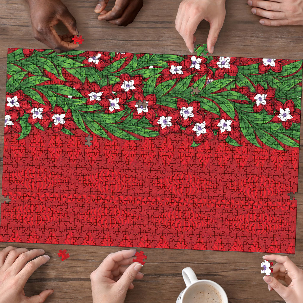 Tonga Language Week Puzzle Heilala Floral Red