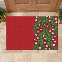 Tonga Language Week Rubber Doormat Heilala Floral Red LT05 Red - Polynesian Pride