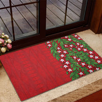 Tonga Language Week Rubber Doormat Heilala Floral Red LT05 - Polynesian Pride