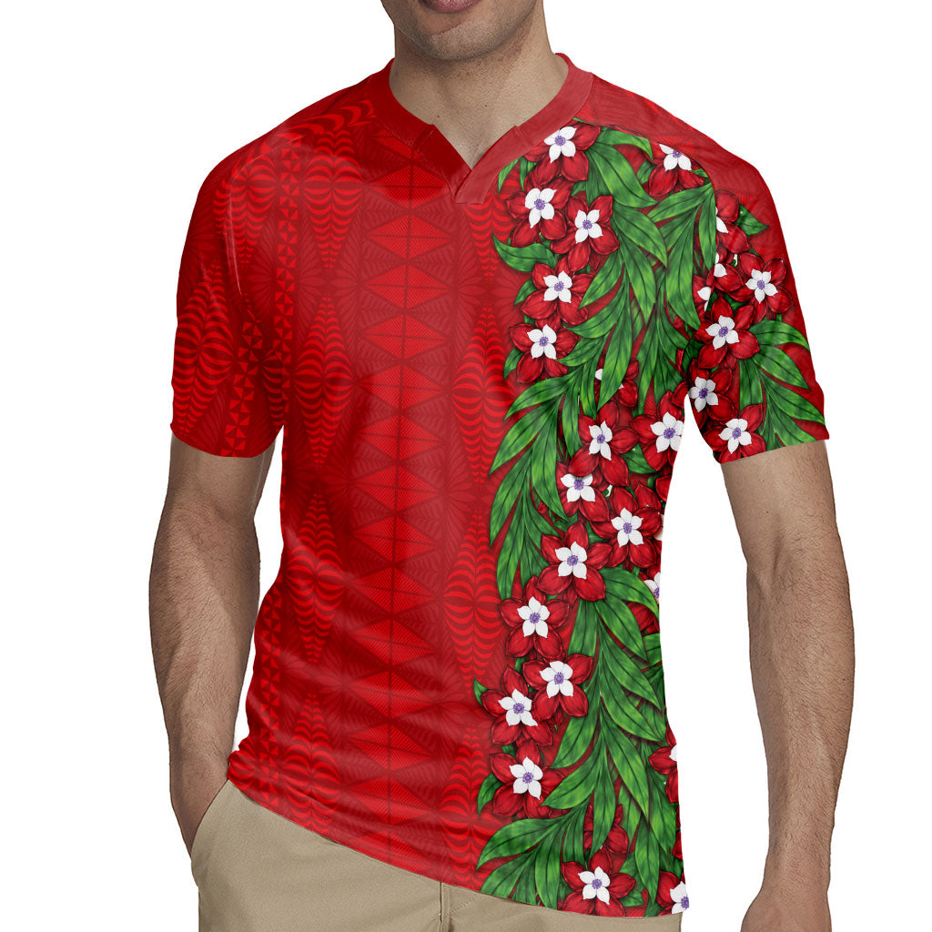 Tonga Language Week Rugby Jersey Heilala Floral Red LT05 - Polynesian Pride