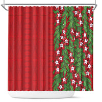 Tonga Language Week Shower Curtain Heilala Floral Red LT05 Red - Polynesian Pride