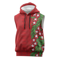 Tonga Language Week Sleeveless Hoodie Heilala Floral Red LT05 Red - Polynesian Pride