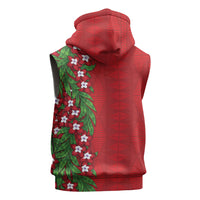 Tonga Language Week Sleeveless Zip Hoodie Heilala Floral Red LT05 - Polynesian Pride