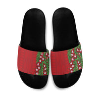 Tonga Language Week Slide Sandals Heilala Floral Red LT05 Red - Polynesian Pride