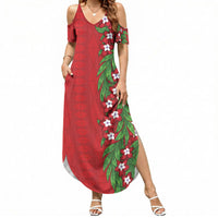 Tonga Language Week Summer Maxi Dress Heilala Floral Red