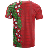 Tonga Language Week T Shirt Heilala Floral Red LT05 - Polynesian Pride
