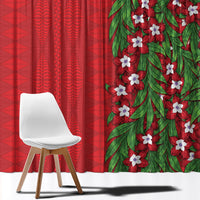 Tonga Language Week Window Curtain Heilala Floral Red LT05 - Polynesian Pride