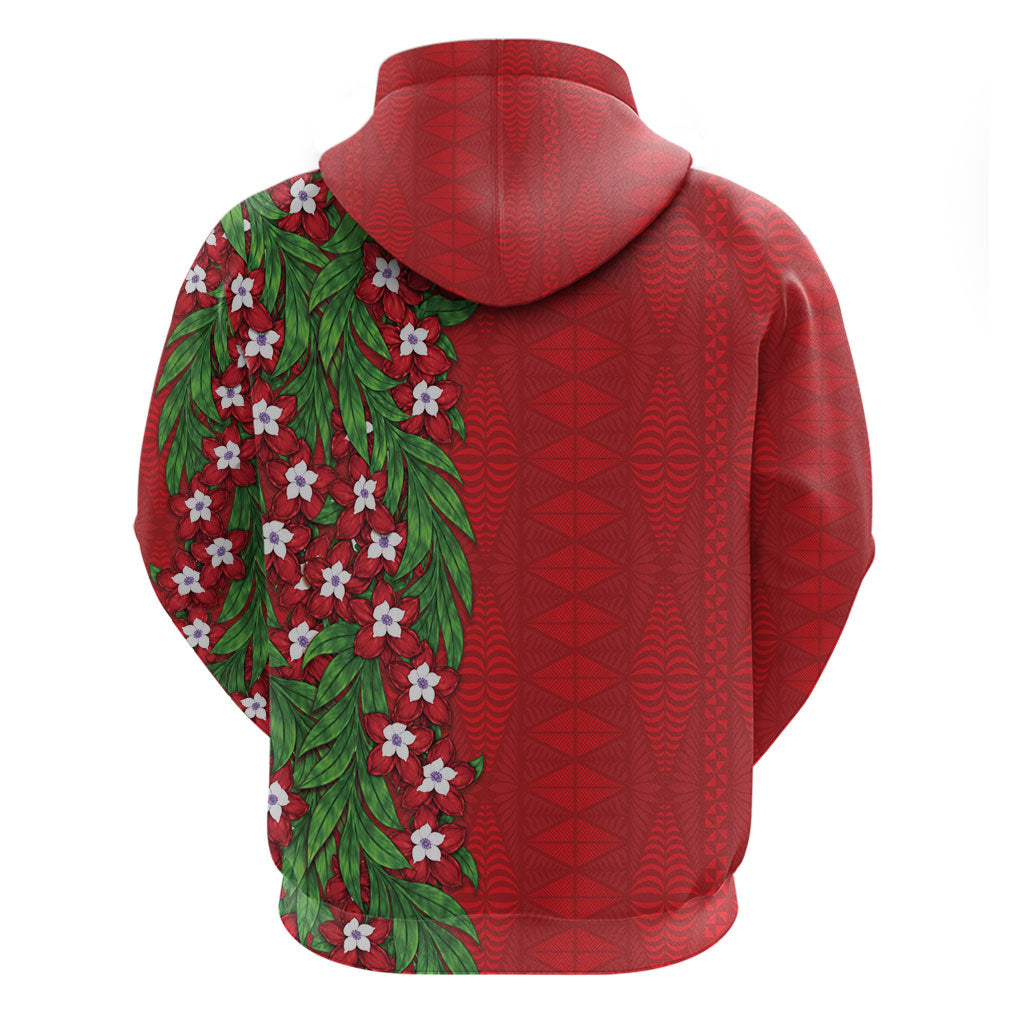 Tonga Language Week Zip Hoodie Heilala Floral Red LT05 - Polynesian Pride
