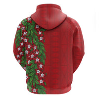 Tonga Language Week Zip Hoodie Heilala Floral Red LT05 - Polynesian Pride