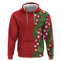 Tonga Language Week Zip Hoodie Heilala Floral Red LT05 Pullover Hoodie Red - Polynesian Pride