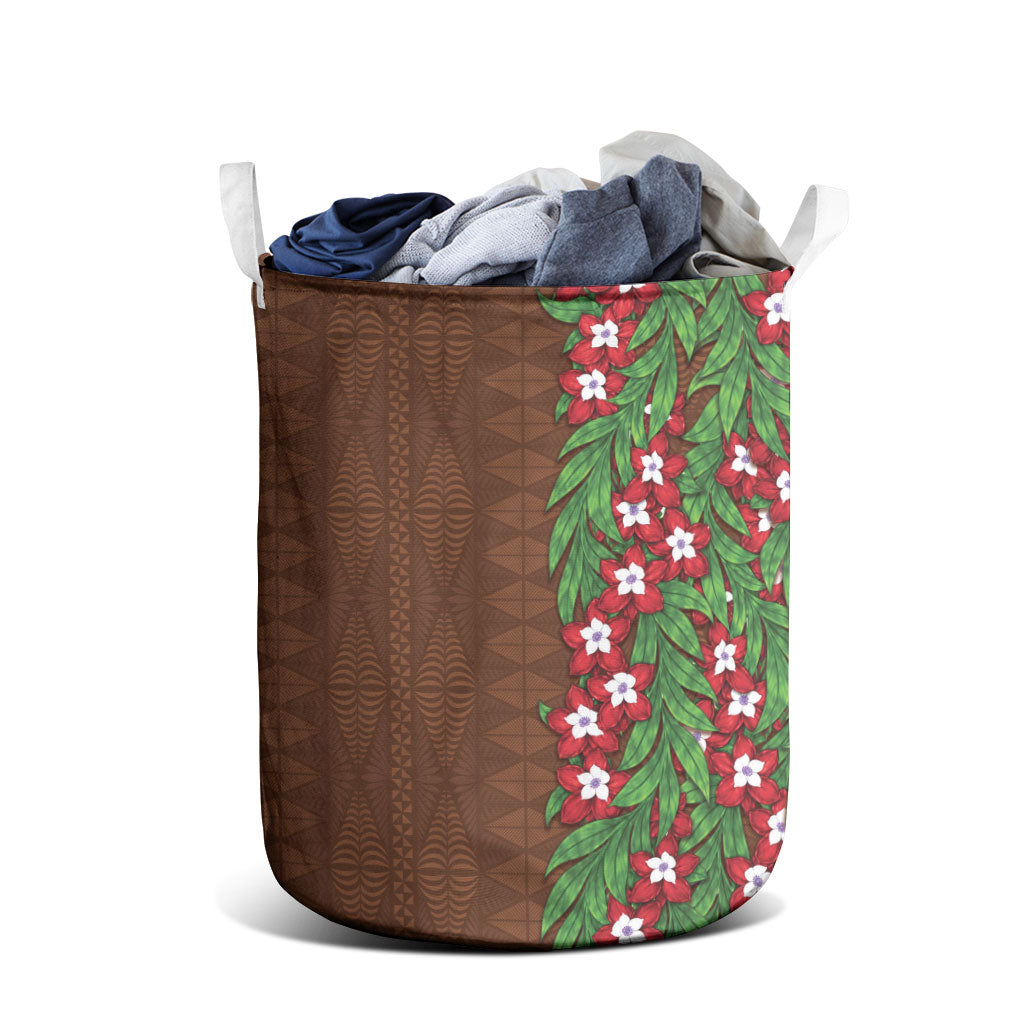 Tonga Language Week Laundry Basket Heilala Floral Brown
