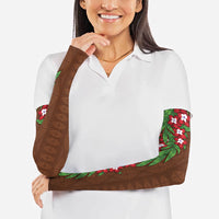 Tonga Language Week Arm Sleeves Heilala Floral Brown