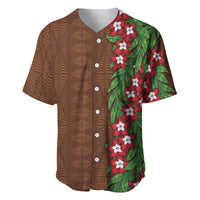 Tonga Language Week Baseball Jersey Heilala Floral Brown LT05 Brown - Polynesian Pride