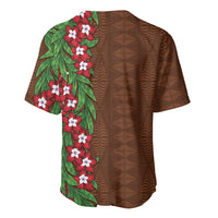 Tonga Language Week Baseball Jersey Heilala Floral Brown LT05 - Polynesian Pride