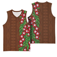 Tonga Language Week Basketball Jersey Heilala Floral Brown LT05 - Polynesian Pride