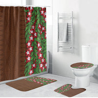 Tonga Language Week Bathroom Set Heilala Floral Brown LT05 Bathroom Set (4 pcs) Brown - Polynesian Pride