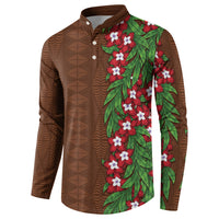 Tonga Language Week Button Sweatshirt Heilala Floral Brown