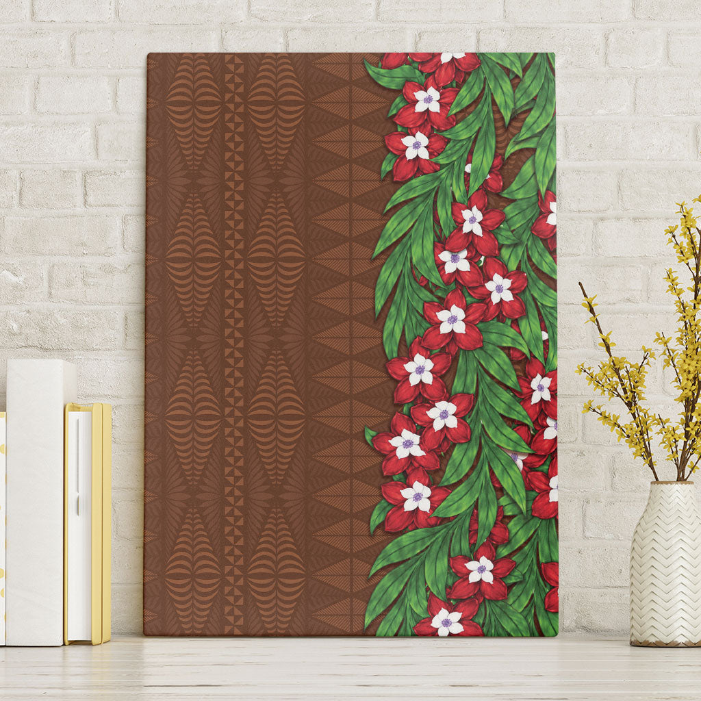 Tonga Language Week Canvas Wall Art Heilala Floral Brown LT05 Without Frame Brown - Polynesian Pride