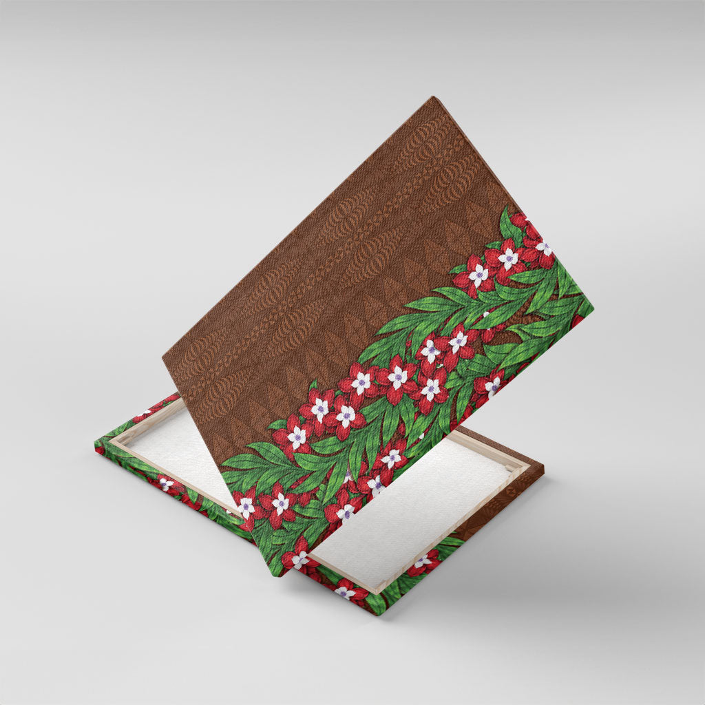 Tonga Language Week Canvas Wall Art Heilala Floral Brown LT05 With Frame Brown - Polynesian Pride