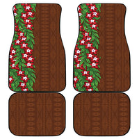 Tonga Language Week Car Mats Heilala Floral Brown LT05 - Polynesian Pride