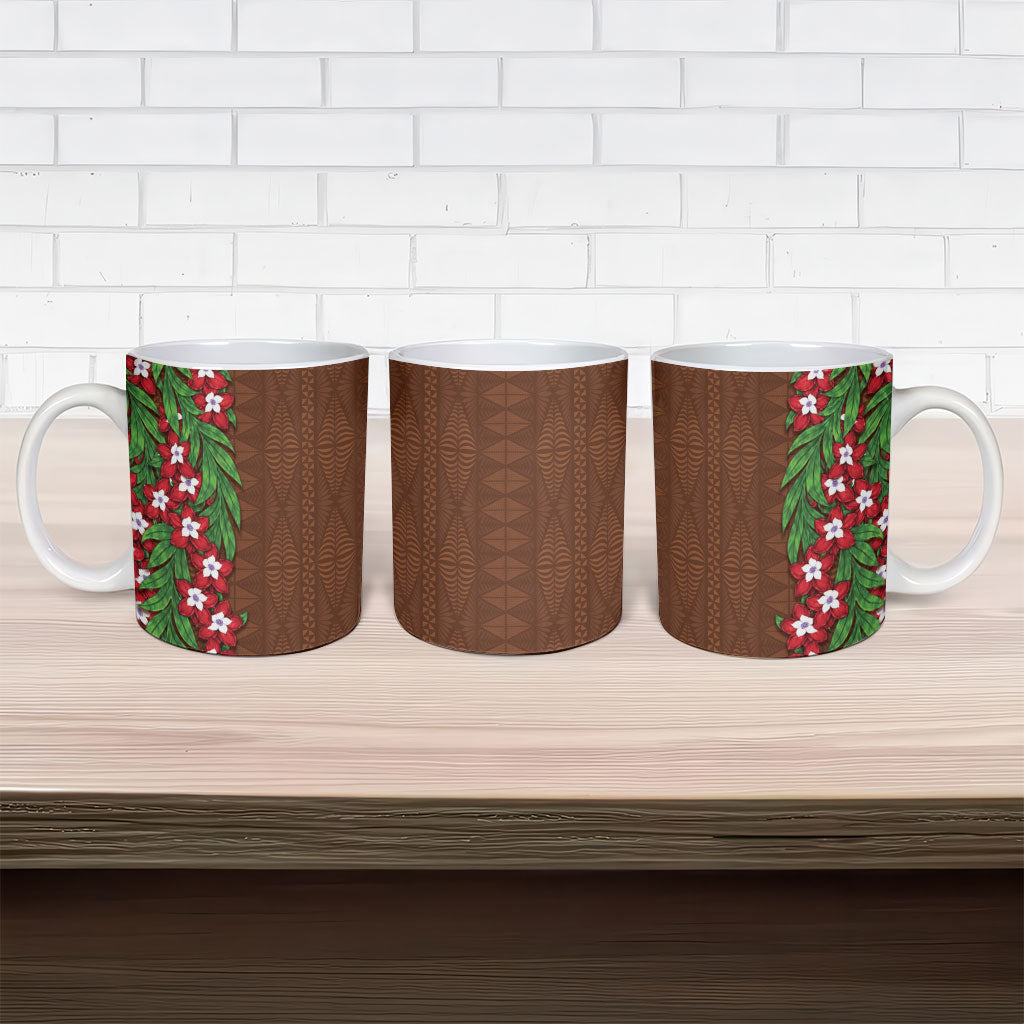 Tonga Language Week Ceramic Mug Heilala Floral Brown