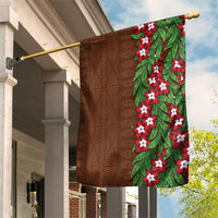 Tonga Language Week Garden Flag Heilala Floral Brown LT05 House Flag Brown - Polynesian Pride